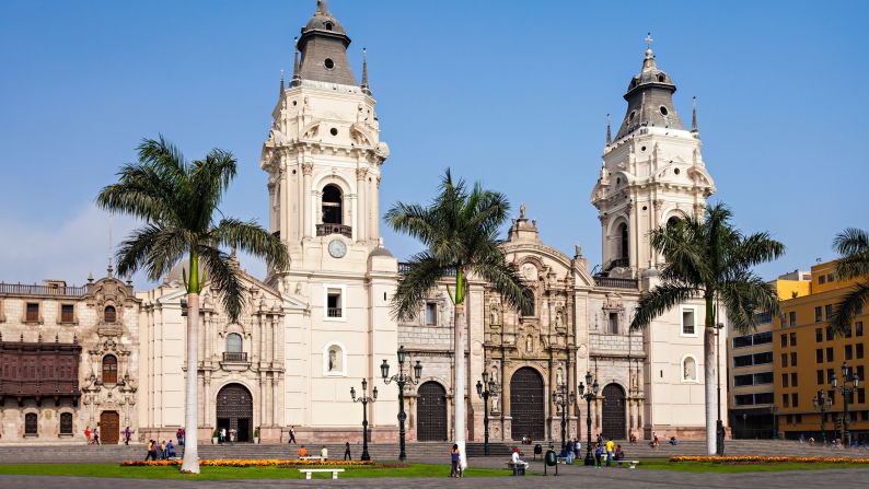 <strong>May in Peru: </strong>The Basilica Cathedral of Lima is a Roman Catholic church in the Plaza Mayor in Lima.