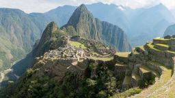 Machu Picchu, Peru - September 2017: View of the Lost Incan City of Machu Picchu near Cusco, Peru. Machu Picchu is a Peruvian Historical Sanctuary and a UNESCO World Heritage Site.