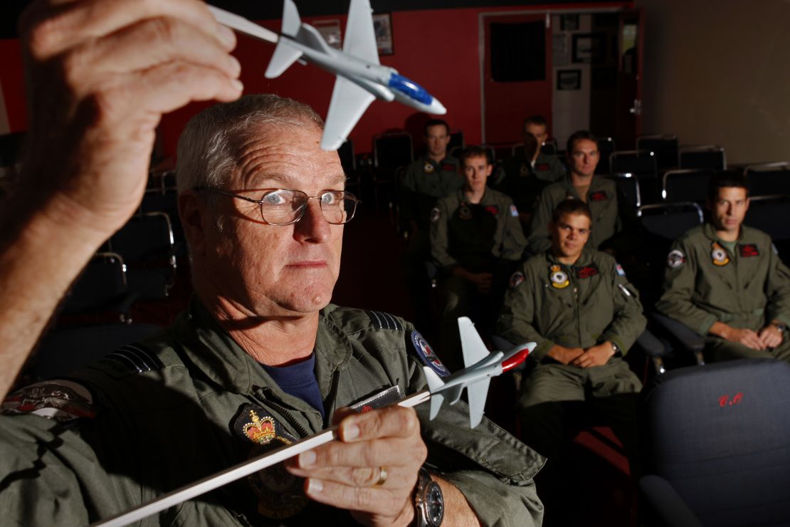Phillip Frawley instructing fighter pilots at No. 76 Squadron at RAAF Base Williamtown.