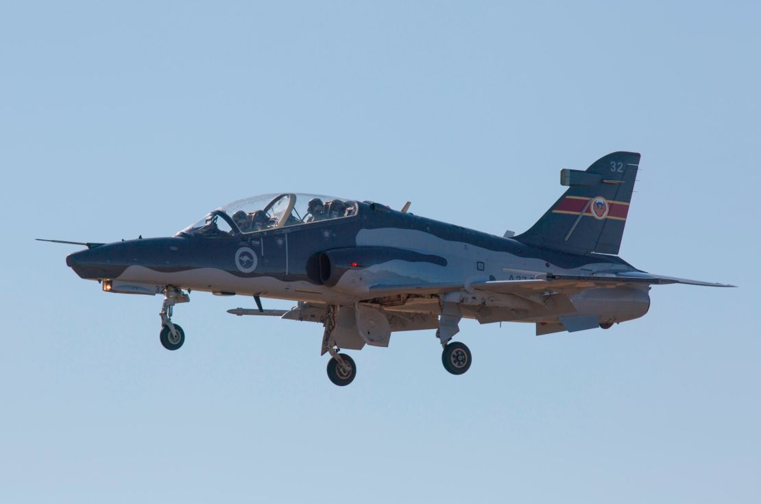 A Hawk 127 lead-in-fighter aircraft from No. 76 Squadron at RAAF Base Richmond.