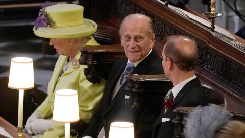 Prince Philip attends the wedding of his grandson Prince Harry and Meghan Markle in May 2018.
