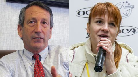 Rep. Mark Sanford, at left, a South Carolina Republican, and Maria Butina, an accused Russian spy appears at right.