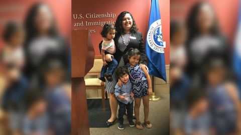 Maria Palacios with her three children.