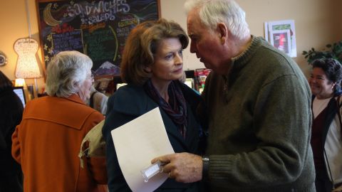 Sen. Lisa Murkowski with her father, Frank, himself a former US senator and governor of Alaska, in 2010. Both battled for years to open ANWR to drilling.