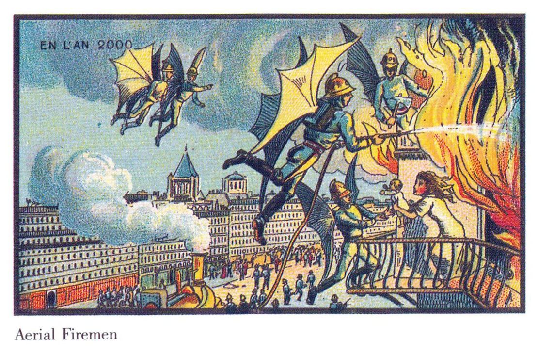 An image from the series "En L'An 2000" (or "In the Year 2000"), in which a number of French artists, including Jean-Marc Côté, imagined life at the beginning of the 21st century. They were printed between 1899 and 1910.