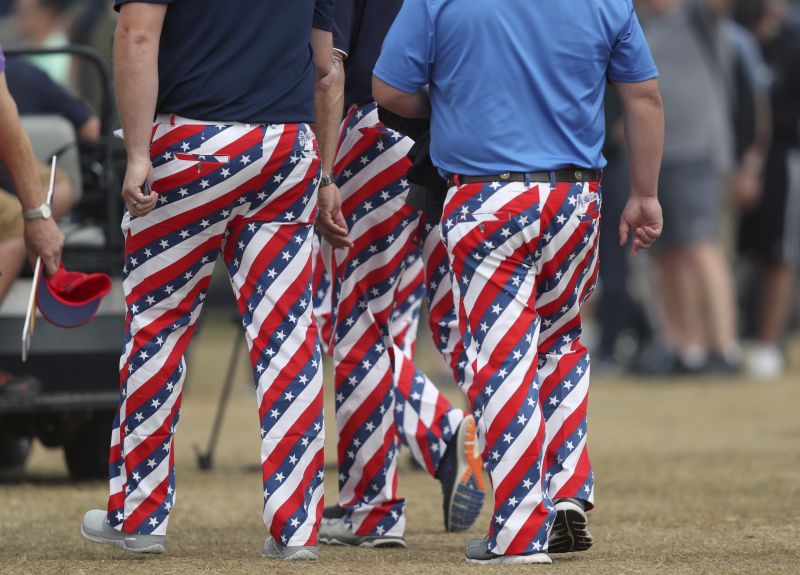 USA team fans wear America theme shoes and pants during day 1 of the 2016  Ryder