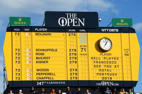 A look at the final Open leaderboard and its traditional note of congratulations.