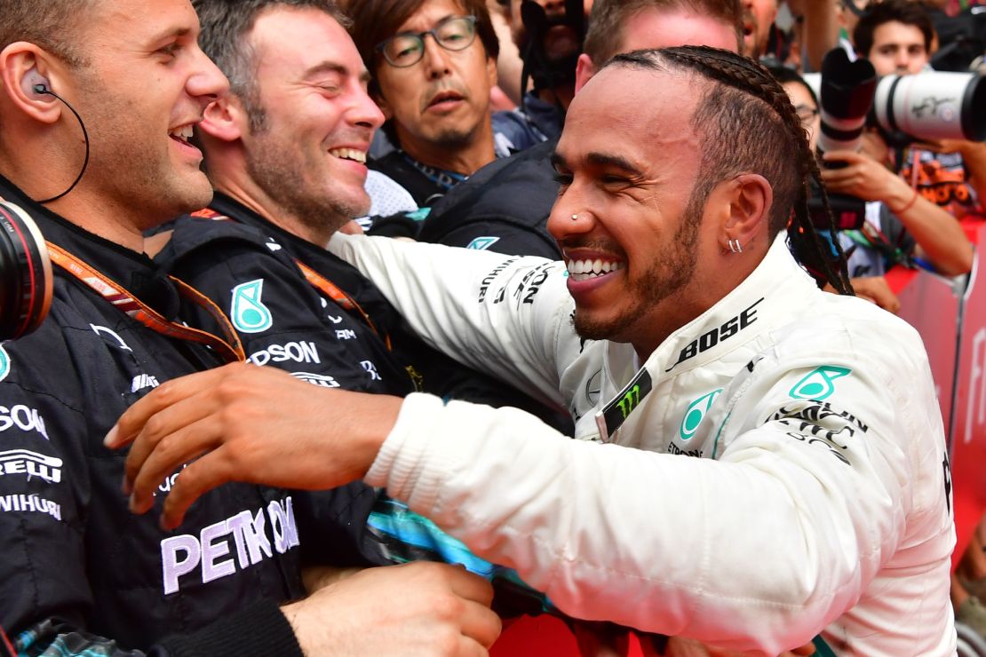 What a difference a day makes -- Hamilton celebrates victory after the disappointment of qualifying