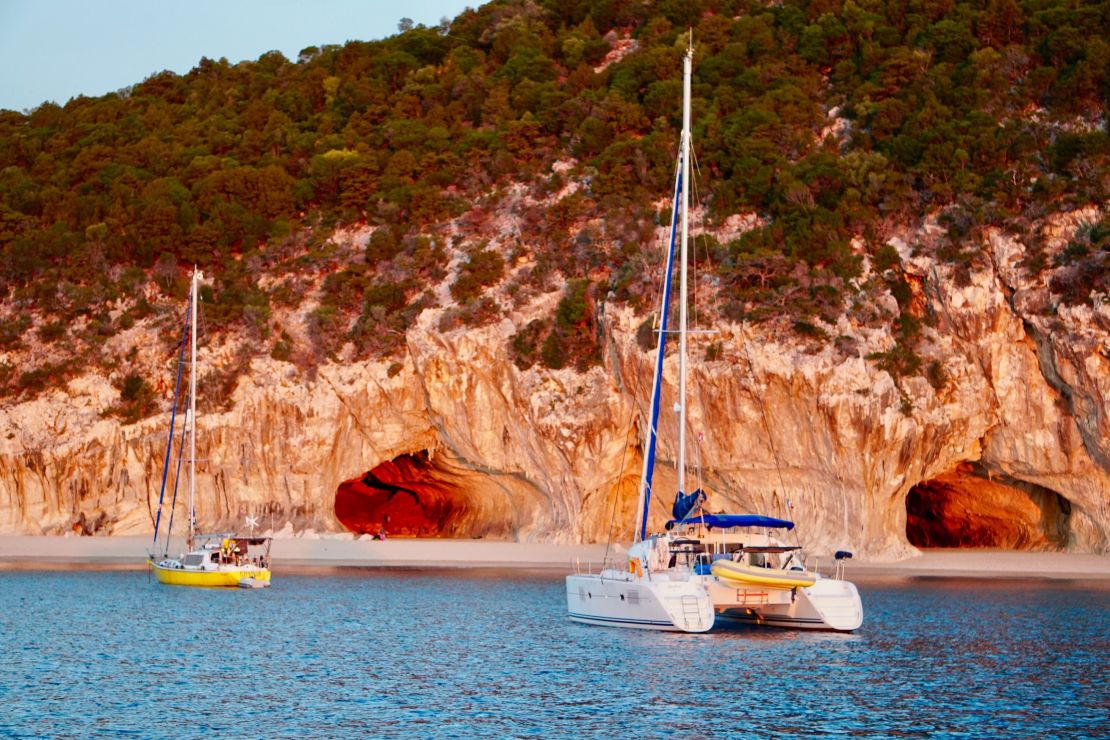 Cala Luna is one of the most spectacular anchorages in Sardinia, famous for the caves that stretch along the coastline of the Gulf of Orosei. This was taken from our boat at sunrise. No filter!!