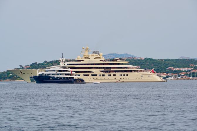 Dilbar is the fourth biggest yacht in the world boasting a staff of 80 and a helicopter. It is just one of the superyachts that converge on the Costa Smeralda in summer.