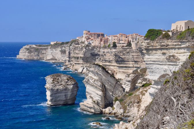 The village is perched precariously on top of cliffs that have been chiseled away by the Mistral winds.