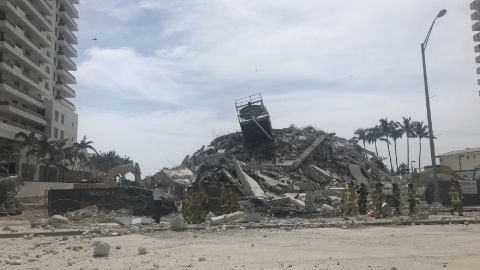 Miami Beach Fire Department posted an image of the collapsed building on Monday.