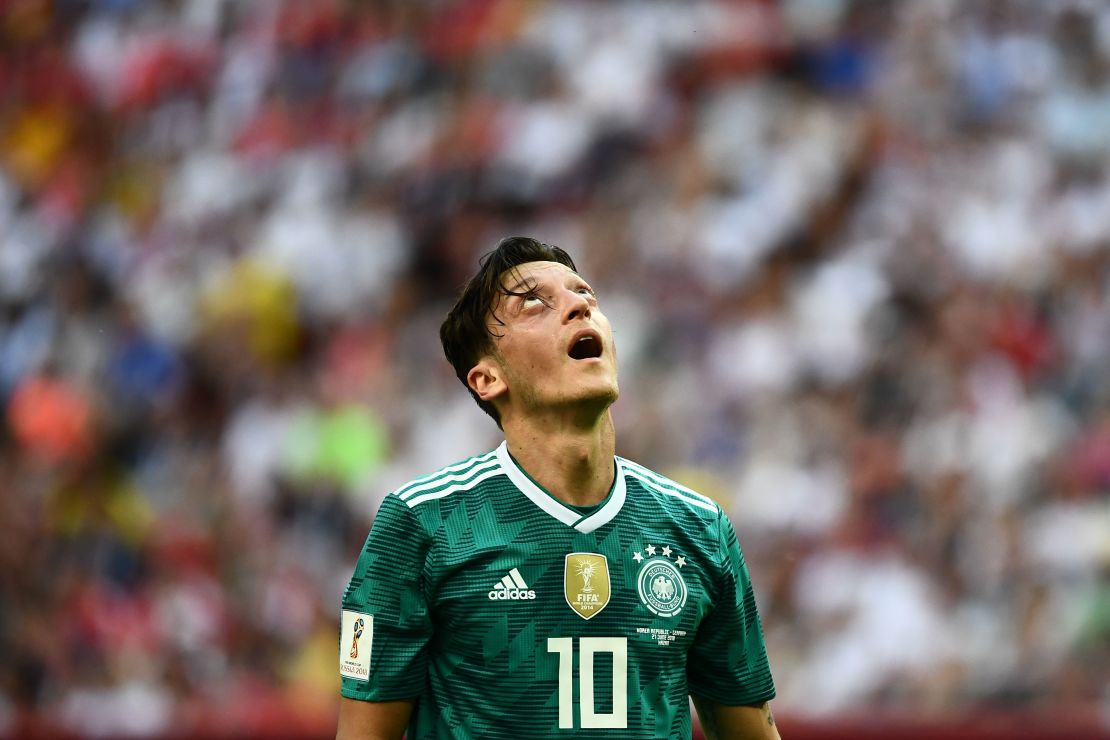 Ozil reacts during Germany's final World Cup group match, against South Korea. The holders lost 2-0, crashing out of the tournament.