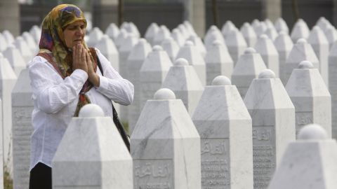Hatidza Mehmedovic at the Potocari memorial center near Srebrenica.
