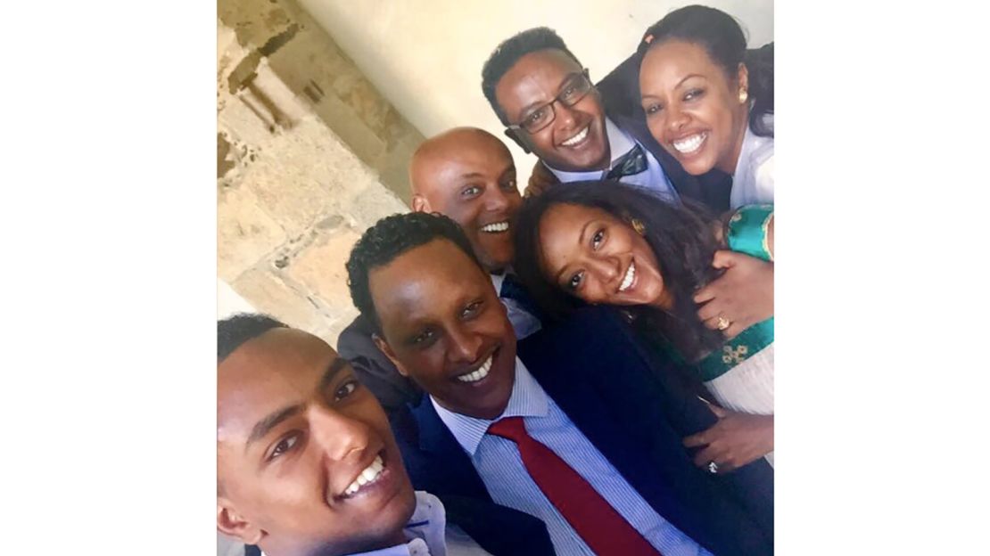 Rahwa Asmerom (middle right) and her siblings in 2016. It was the first time all six had been together since before the war.