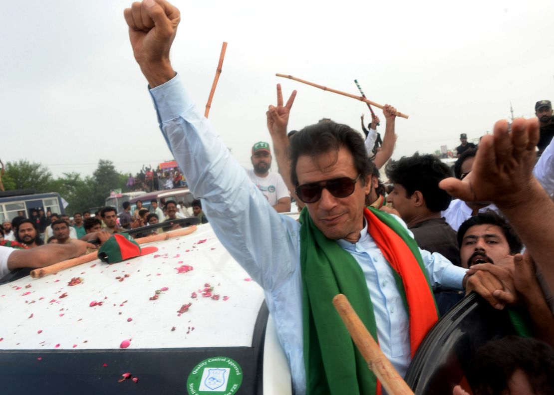 Imran Khan in Wazirabad, in eastern Punjab province on August 15, 2014. 