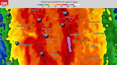 Four to 10 inches of rain has fallen in the region in the last three days. 