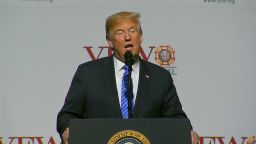 President Donald Trump speaks at the VFW National Convention on Tuesday, June 24. 