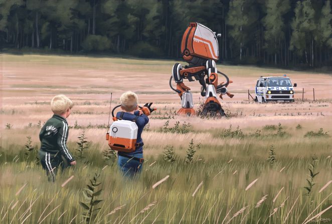 Swedish artist Simon Stålenhag has developed a cult following with his hauntingly beautiful retro sci-fi art that mixes post-apocalyptic scenarios with mundane scenes of Swedish countrylife. 