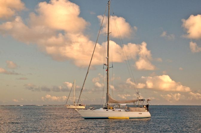 Sailing Totem takes a much-needed break in Tonga. Built in 1982, the fiberglass-made sailboat was purchased for $190,000 by the Giffords in 2007. It comes equipped with a 75-horsepower engine, and is fitted with three bedrooms and two bathrooms. 
