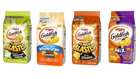 Flavor Blasted Sour Cream & Onion, Flavor Blasted Xtra Cheddar, Goldfish Baked with Whole Grain Xtra Cheddar Goldfish Mix Xtra Cheddar + Pretzel were recalled.