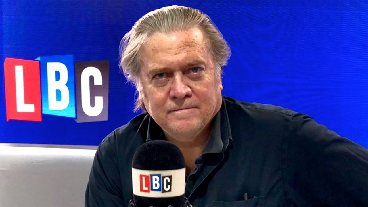 Steve Bannon appeared on Nigel Farage's show on LBC radio in London.