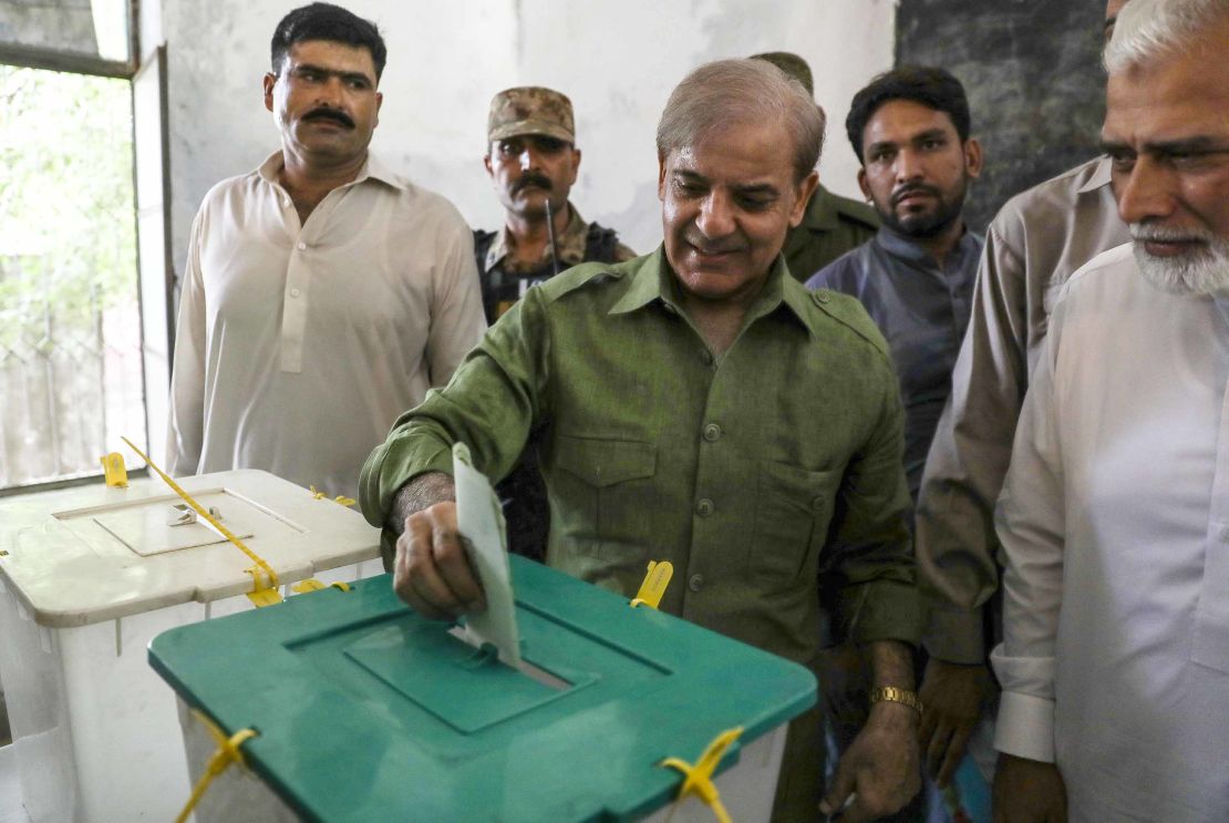 Shahbaz Sharif of the Pakistan Muslim League-Nawaz casts his ballot Wednesday in Lahore.