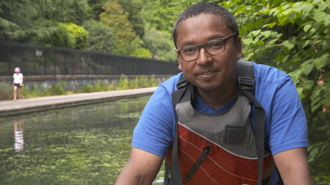 Dhruv Boruah on Regent's Canal in London.