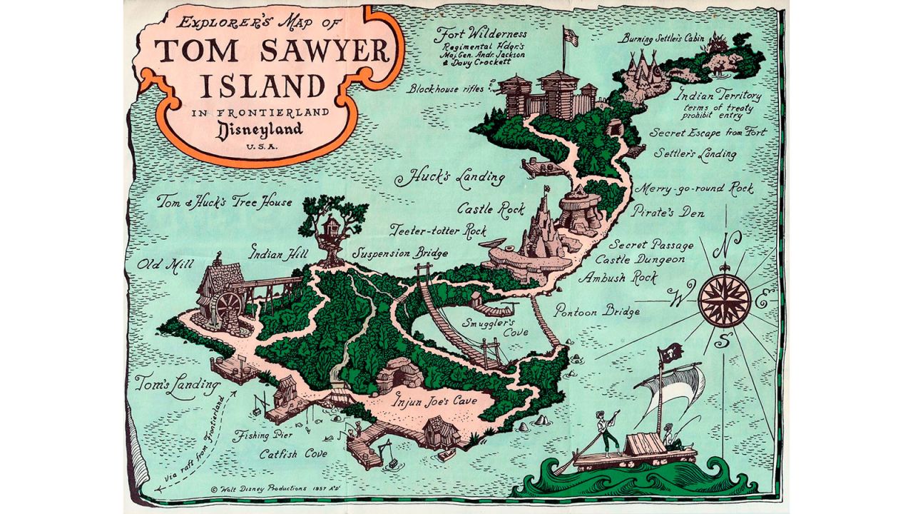 <strong>Souvenirs</strong>: The couple saved the brochure and map of Tom Sawyer Island, which is dated to 1957.
