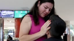 Seven-year-old Andy is reunited with his mother, Arely, at Baltimore-Washington International Airport July 23, 2018 in Linthicum, Maryland. 