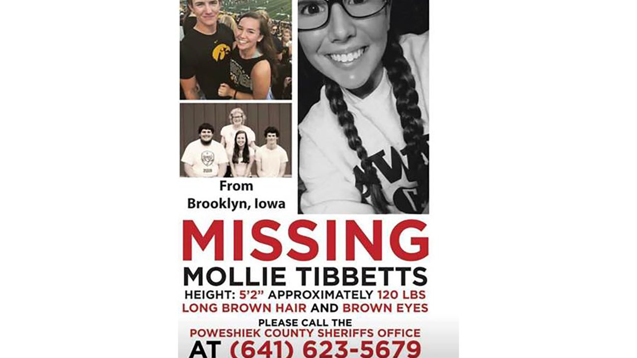  A poster for Mollie Tibbitts seeks information on her whereabouts. 