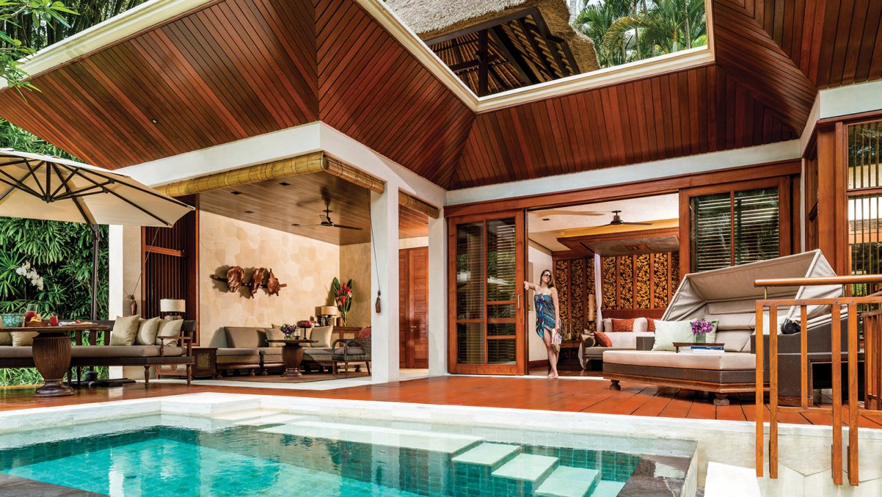 <strong>Four Seasons Resort Bali at Sayan:</strong> Each villa features a private terrace along with a plunge pool. Click through the gallery for more hotels and resorts in Bali.