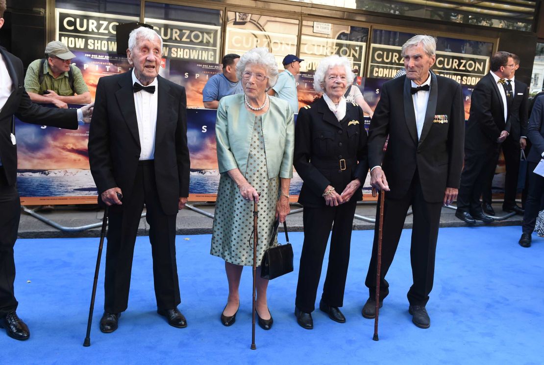 RAF Veterans Allan Scott, Joan Fanshawe, Mary Ellis and Paul Farnes attend the World Premiere of "Spitfire" at the Curzon Mayfair cinema on July 9.