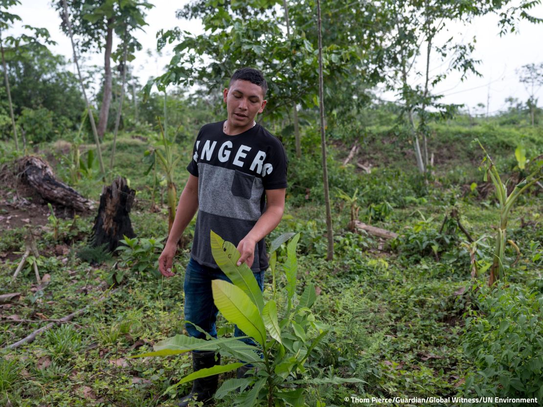 Bedoya, 18, says he wants to continue his father's fight to protect the community's land.