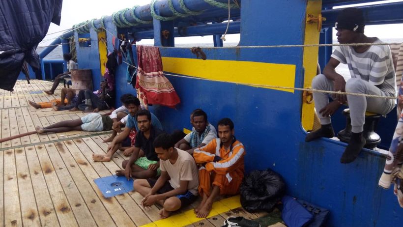 Photos from the Sarost 5, a ship currently stuck at sea with 40 migrants on board, including 2 pregnant women. According to the ship's second captain Amman Ourari, it has been refused entry by Malta, Italy, France and Tunisia. Photos are from the ship's second captain Amman Ourari.