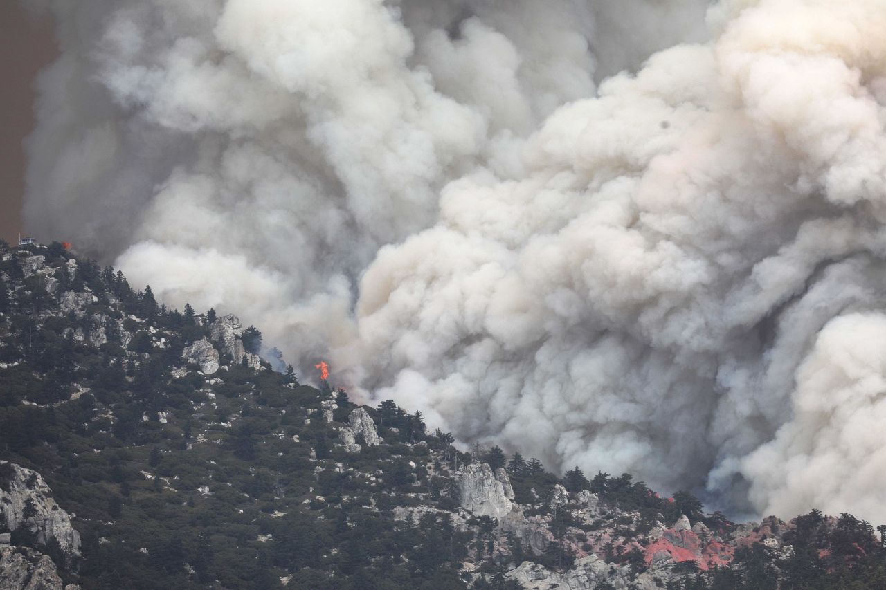 The Cranston Fire burns in San Bernardino National Forest, near Idyllwild, on Thursday, July 26. The Cranston Fire has prompted thousands to flee their homes.