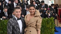NEW YORK, NY - MAY 01:  Nick Jonas (L) and Priyanka Chopra attend the "Rei Kawakubo/Comme des Garcons: Art Of The In-Between" Costume Institute Gala at Metropolitan Museum of Art on May 1, 2017 in New York City.  (Photo by Mike Coppola/Getty Images for People.com)
