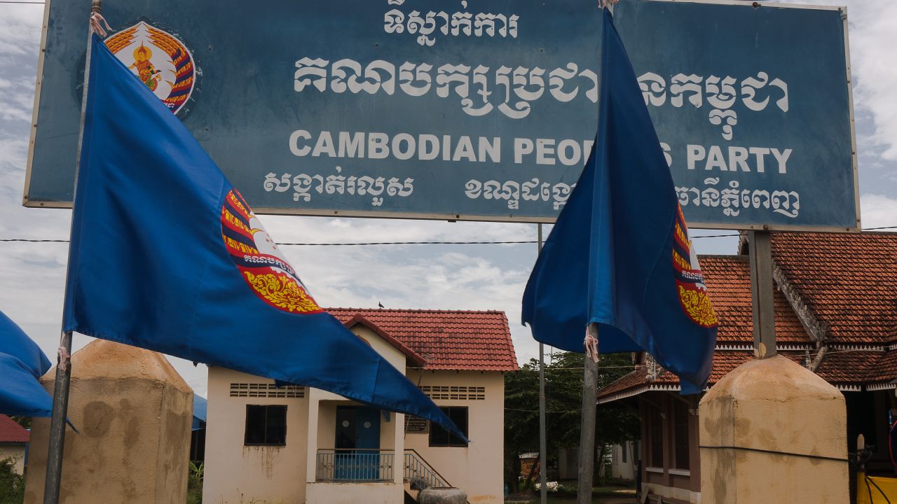 A Cambodian People's Party office in Kandall Province. The party looks set to win what critics have termed a 'sham election.'
