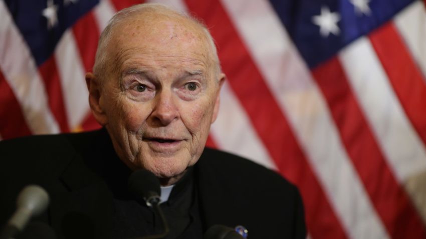 WASHINGTON, DC - DECEMBER 08:  Cardinal Theodore McCarrick, archbishop emeritus of Washington, speaks during a news conference with senators and national religious leaders to respond to attempts at vilifying refugees and to call on lawmakers to engage in policymaking and not 'fear-mongering' at the U.S. Capitol December 8, 2015 in Washington, DC. Following last week's mass shooting in San Bernardino, Calinfornia, leading Republican presidential candidate Donald Trump called on Monday for the United States to bar all Muslims from entering the country.  (Photo by Chip Somodevilla/Getty Images)