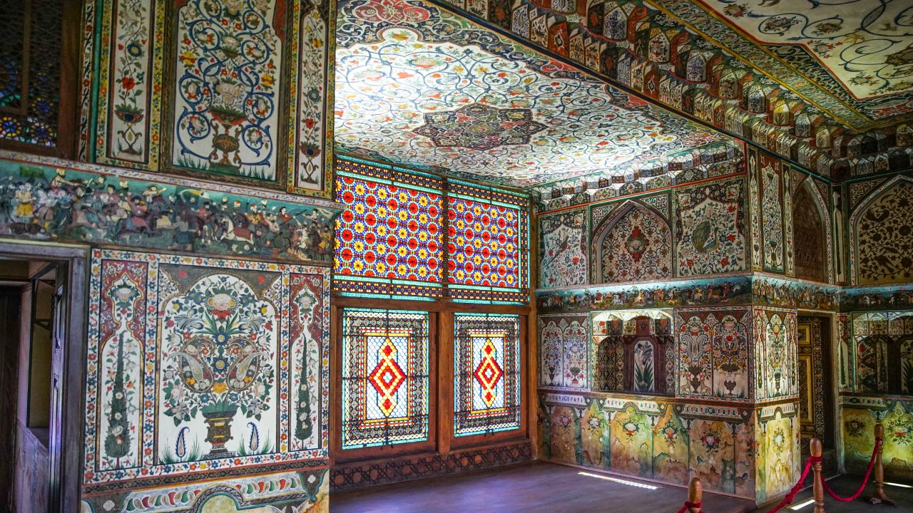 <strong>Interior:</strong> The two-story building was constructed using Russian wood, French strained glass, Ottoman ceramics and Iranian mirrorwork. 