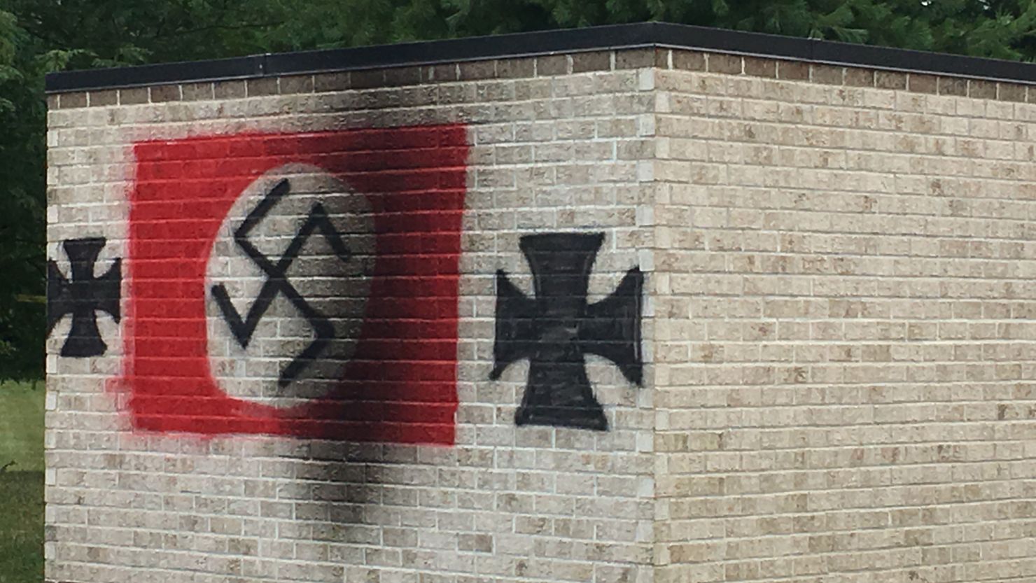 A synagogue in Carmel, Indiana, was vandalized with Nazi symbols.