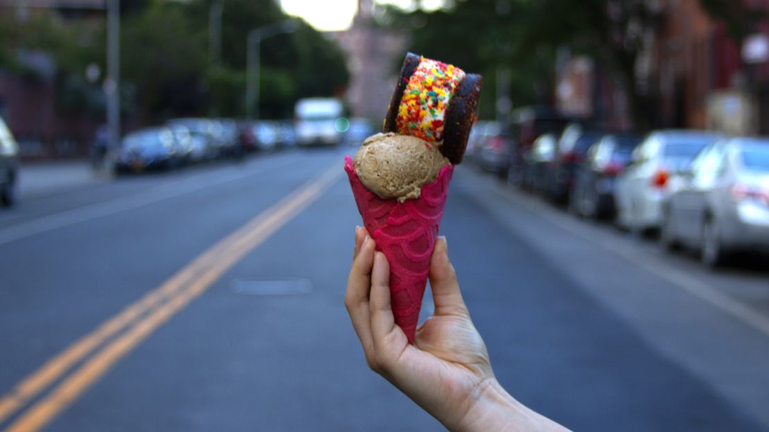 Vietnamese coffee flavored ice cream topped with an ice cream sammie is an Ice & Vice classic.