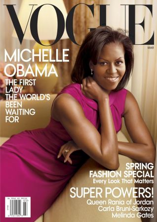 March 2009: Michelle Obama by Annie Leibovitz<br /><br />Michelle Obama graced the cover of Vogue not one, but three times.