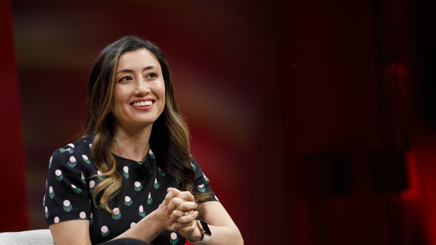 Katrina Lake, founder and chief executive officer of Stitch Fix Inc., smiles during the 2018 Makers Conference in Hollywood, California, U.S., on Wednesday, Feb. 7, 2018. The event gathers industry leading females for roundtable discussions to help inspire the women of tomorrow. Photographer: Patrick T. Fallon/Bloomberg via Getty Images