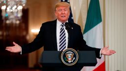 President Donald Trump speaks during a news conference with Italian Prime Minister Giuseppe Conte in the East Room of the White House, Monday, July 30, 2018, in Washington. Trump is diving deep into Florida's Republican politics, joining his preferred candidate for governor in a competitive primary. (AP/Evan Vucci)