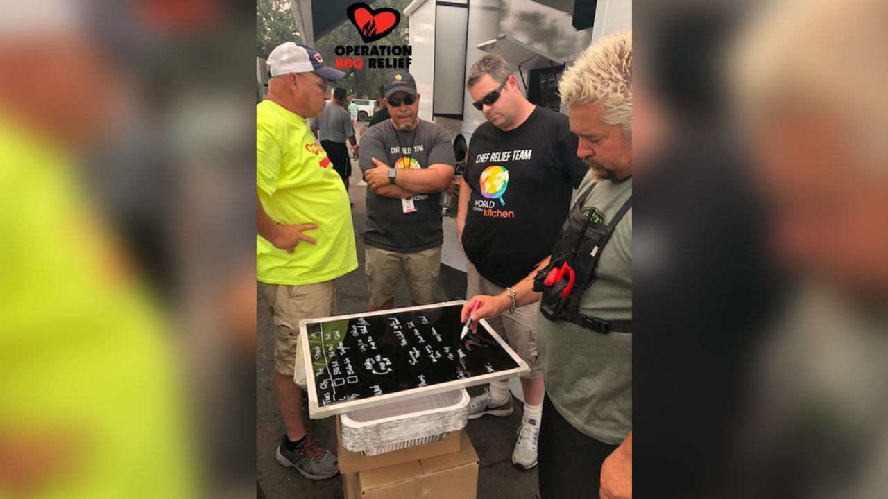 Operation BBQ Relief tweeted this photo of the team prepping meal plans.