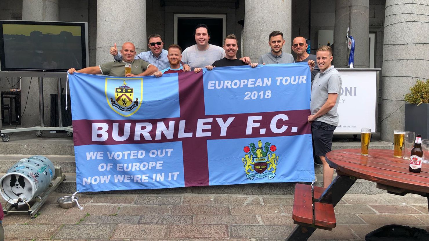 Burnley fans pictured ahead of the Europa League qualifying game with Aberdeen.