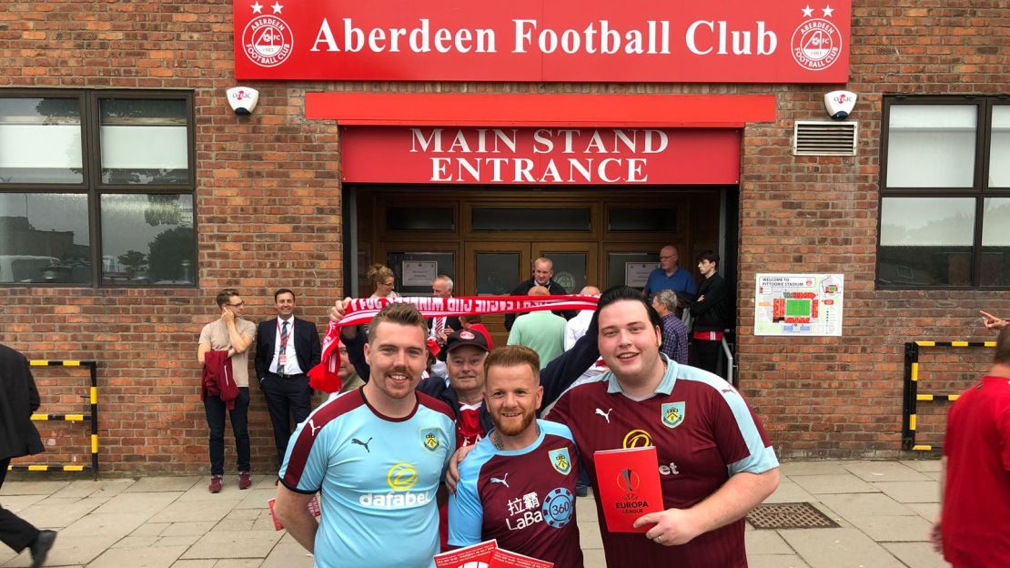 Burnley fan Simon Townley ahead of the game with Aberdeen last week.