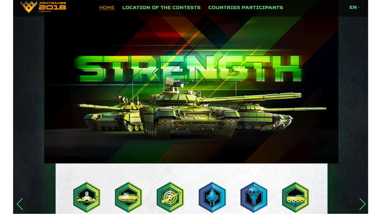 Homepage of the International Army Games 2018 website.