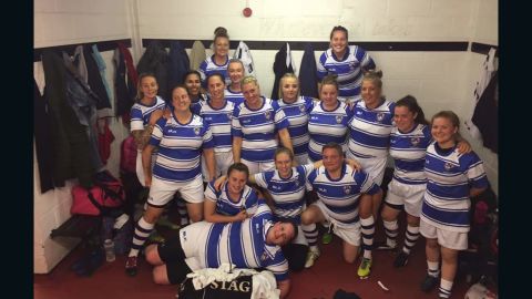 Smith (front row, right) with Rotherham Ladies teammates.
